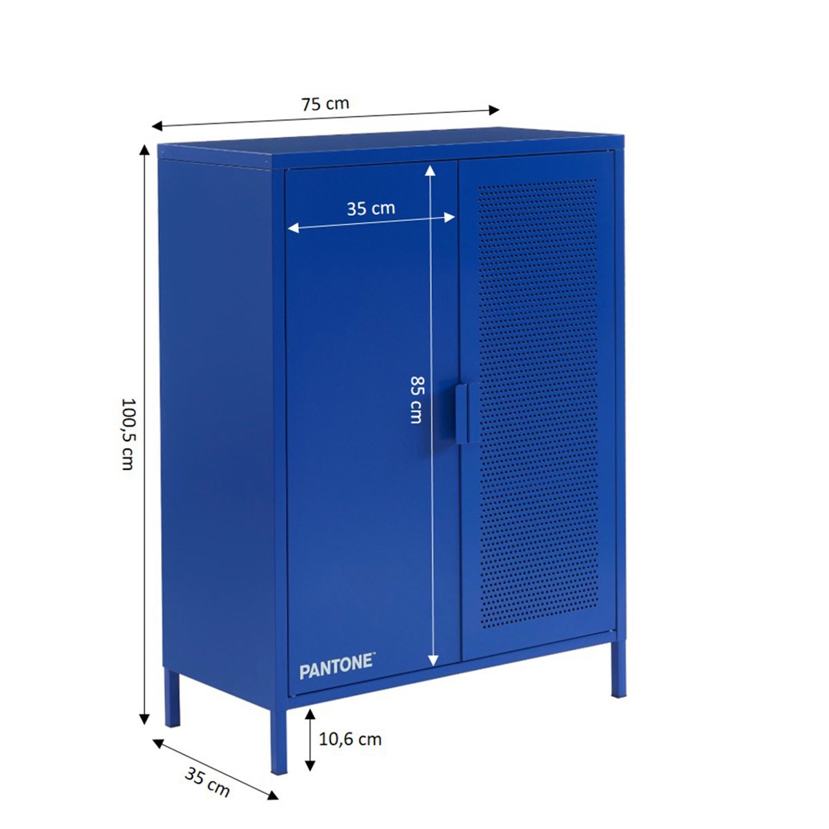 Buffet en acier bleu électrique, PANTONE