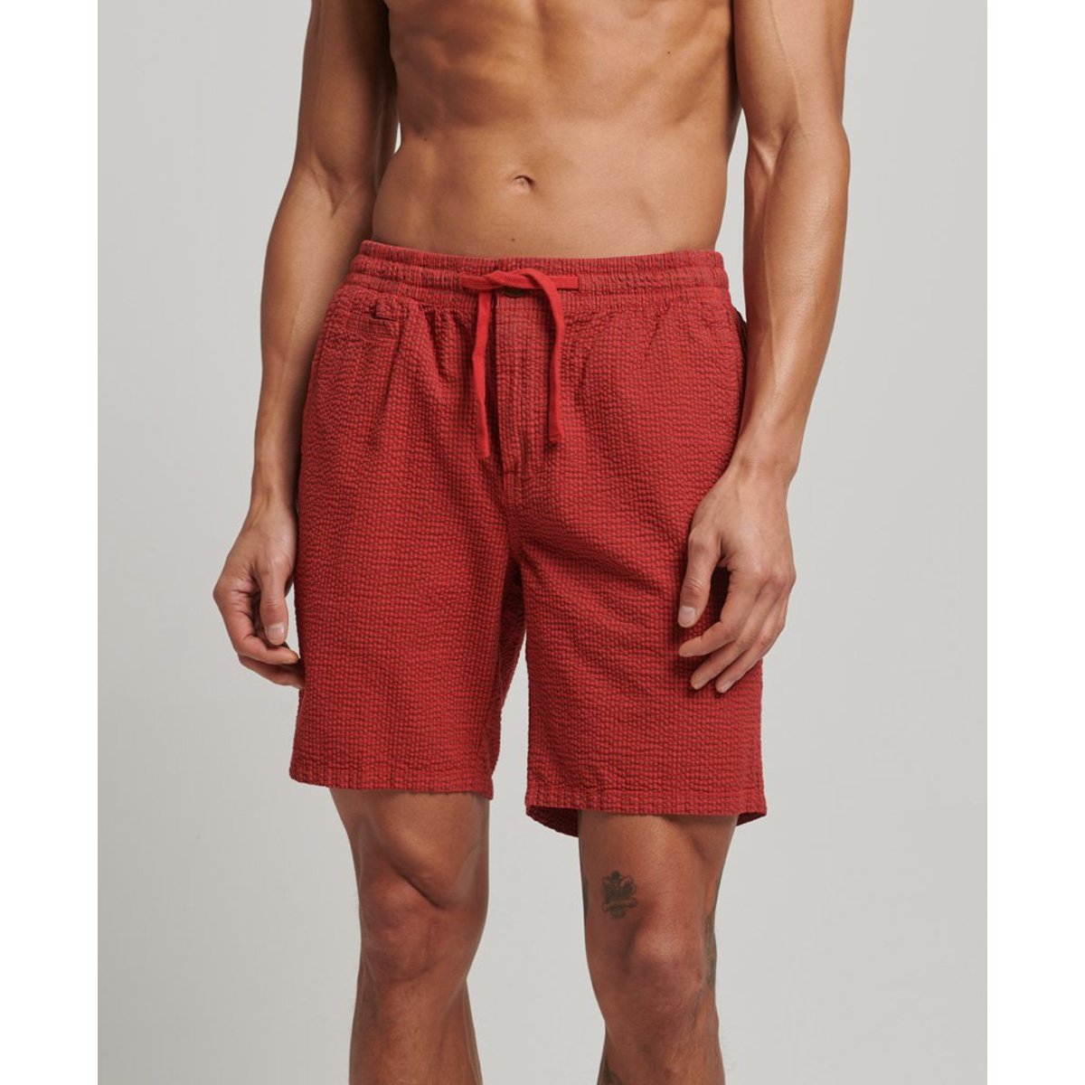Short rayé en coton micro carreaux, SUPERDRY