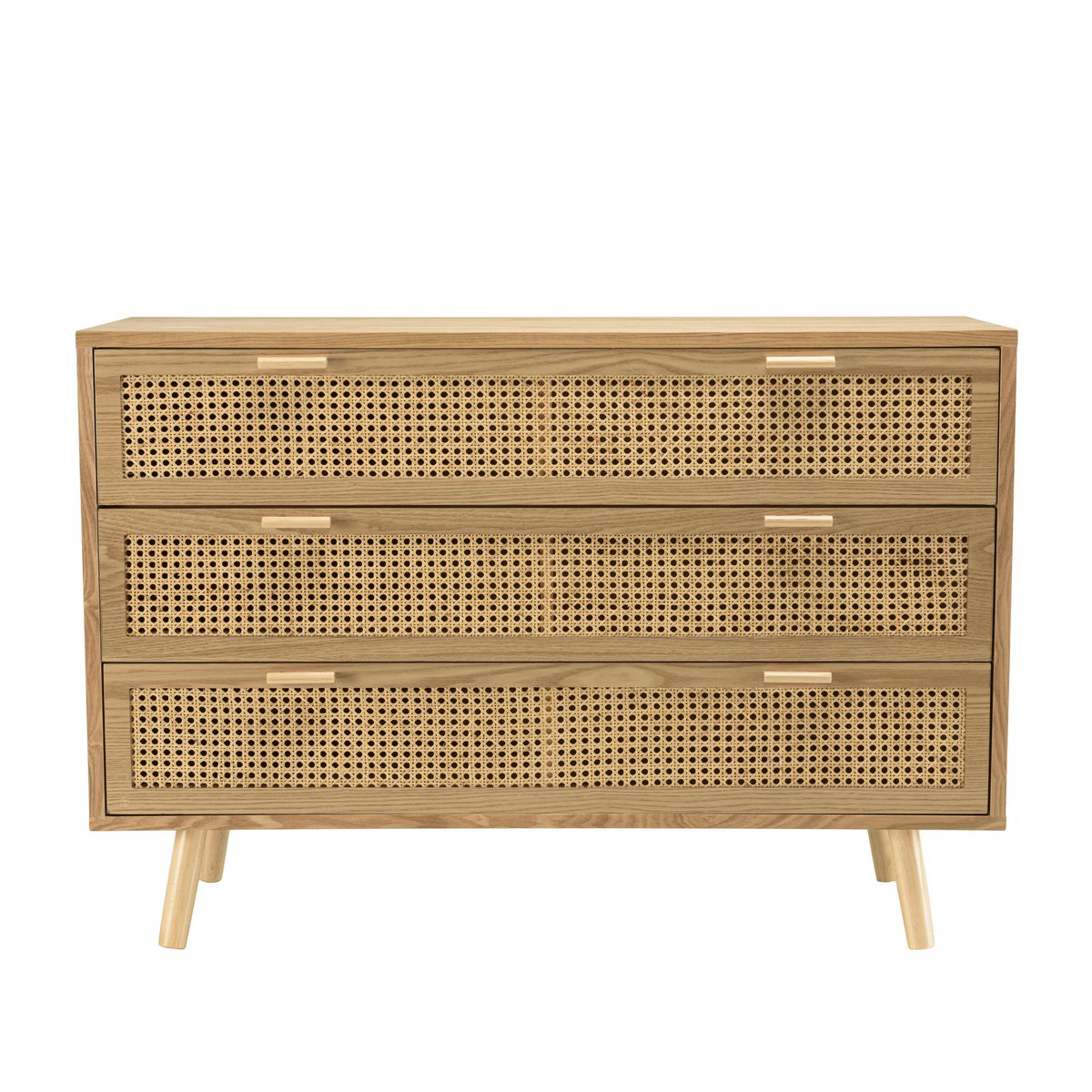Commode 3 tiroirs bois clair et cannage ALGA bois naturel, PIER IMPORT