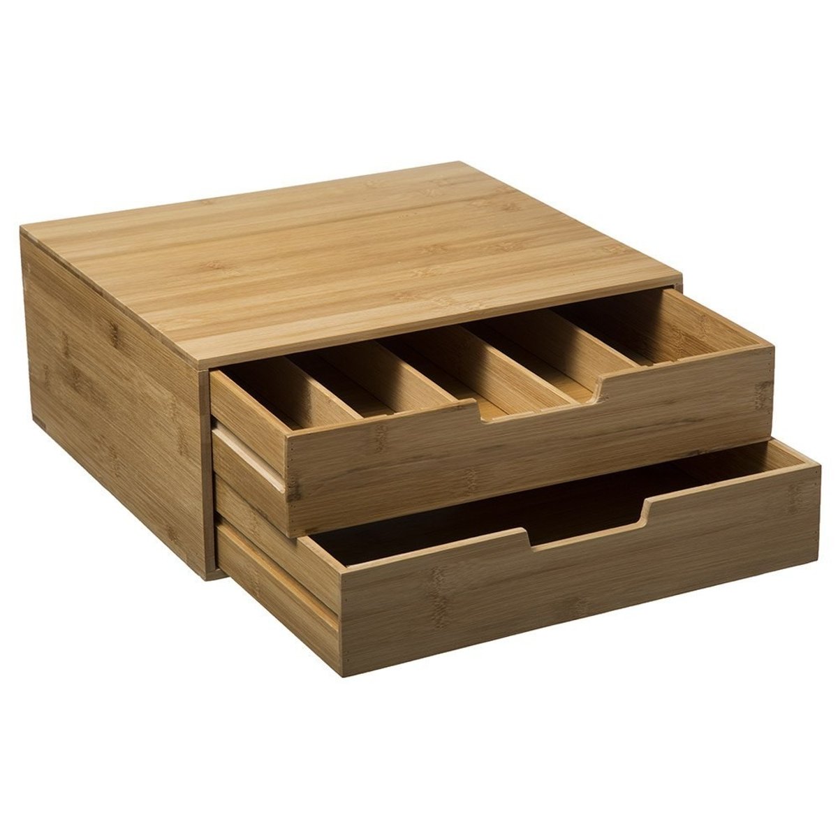 Porte Capsules 2 Tiroirs Bambou beige, ATMOSPHERA