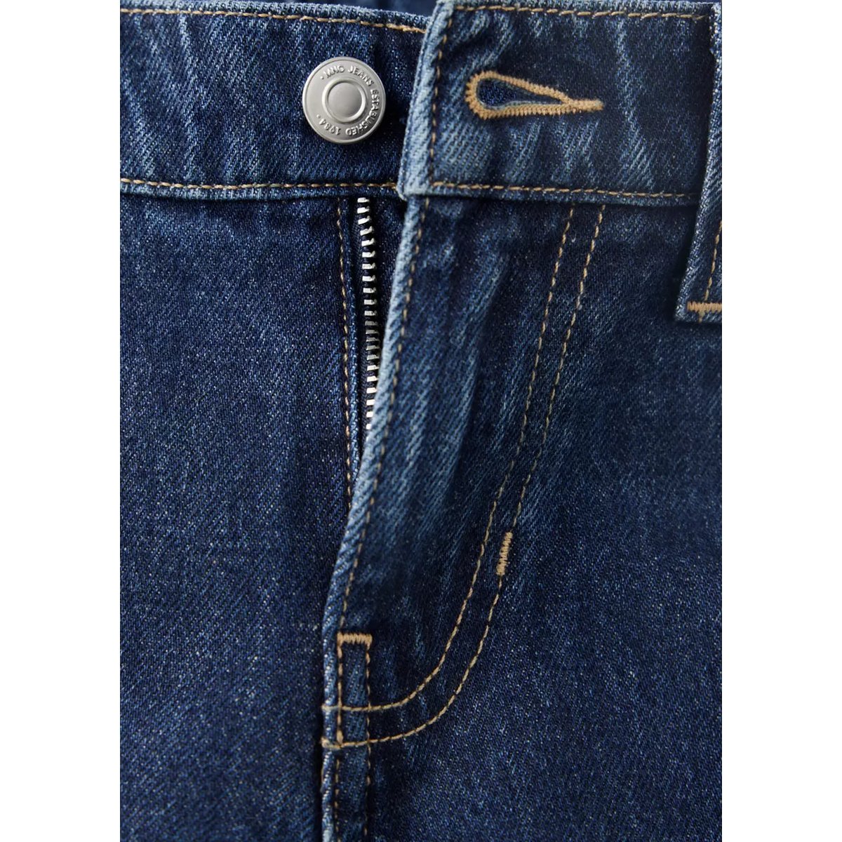 Jean balloon taille basse bleu foncé, MANGO
