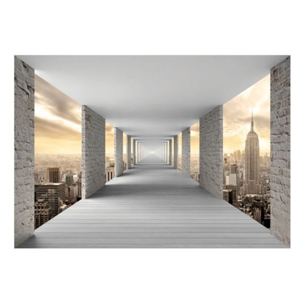 Papier peint intissé panoramique Ville et Architecture Skyward Corridor gris / argent, EDEN