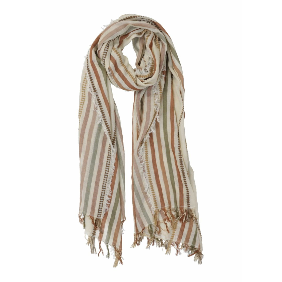 Foulard fines rayures en coton chanvre, LA FEE MARABOUTEE