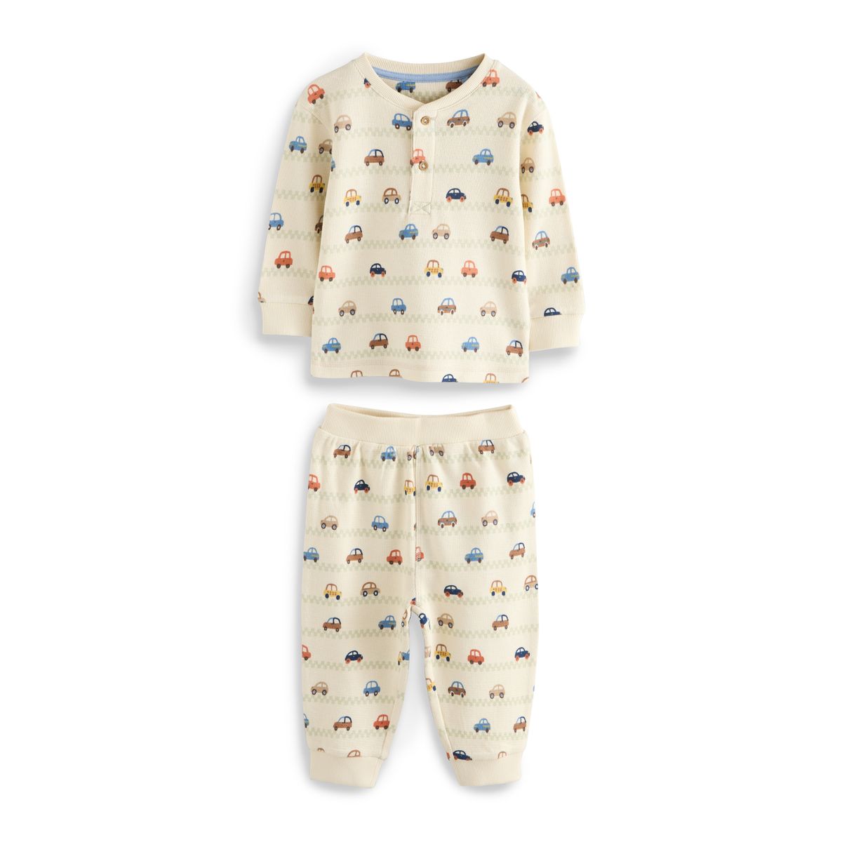 Pyjama douillet à motif transport, lot de 3 écru/bleu/beige, NEXT