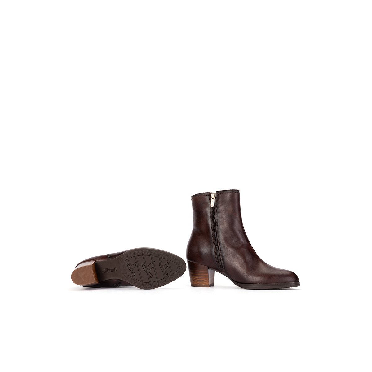 Bottines à talon cuir Zamora caoba, PIKOLINOS