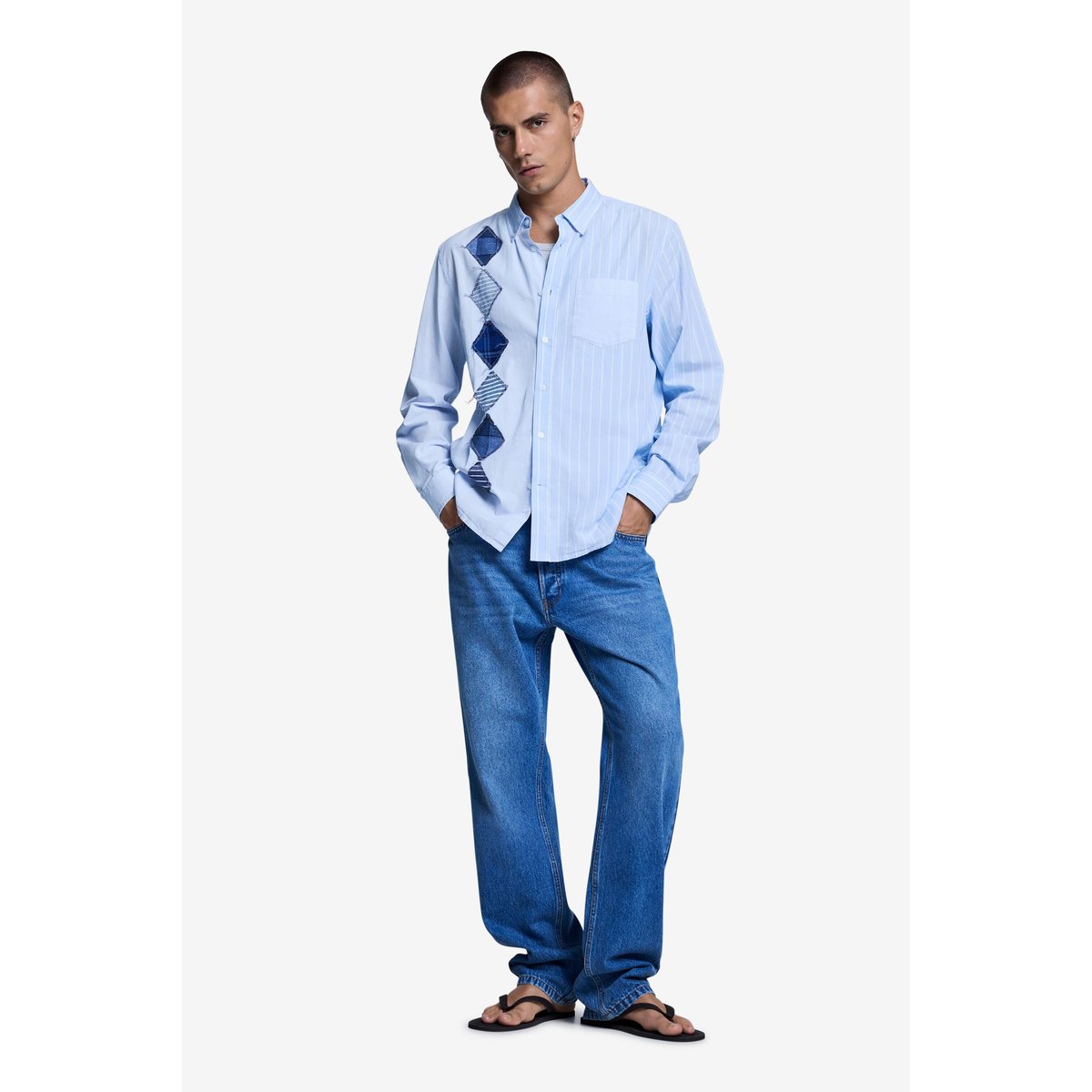 Chemise en coton à losanges bleu, DESIGUAL