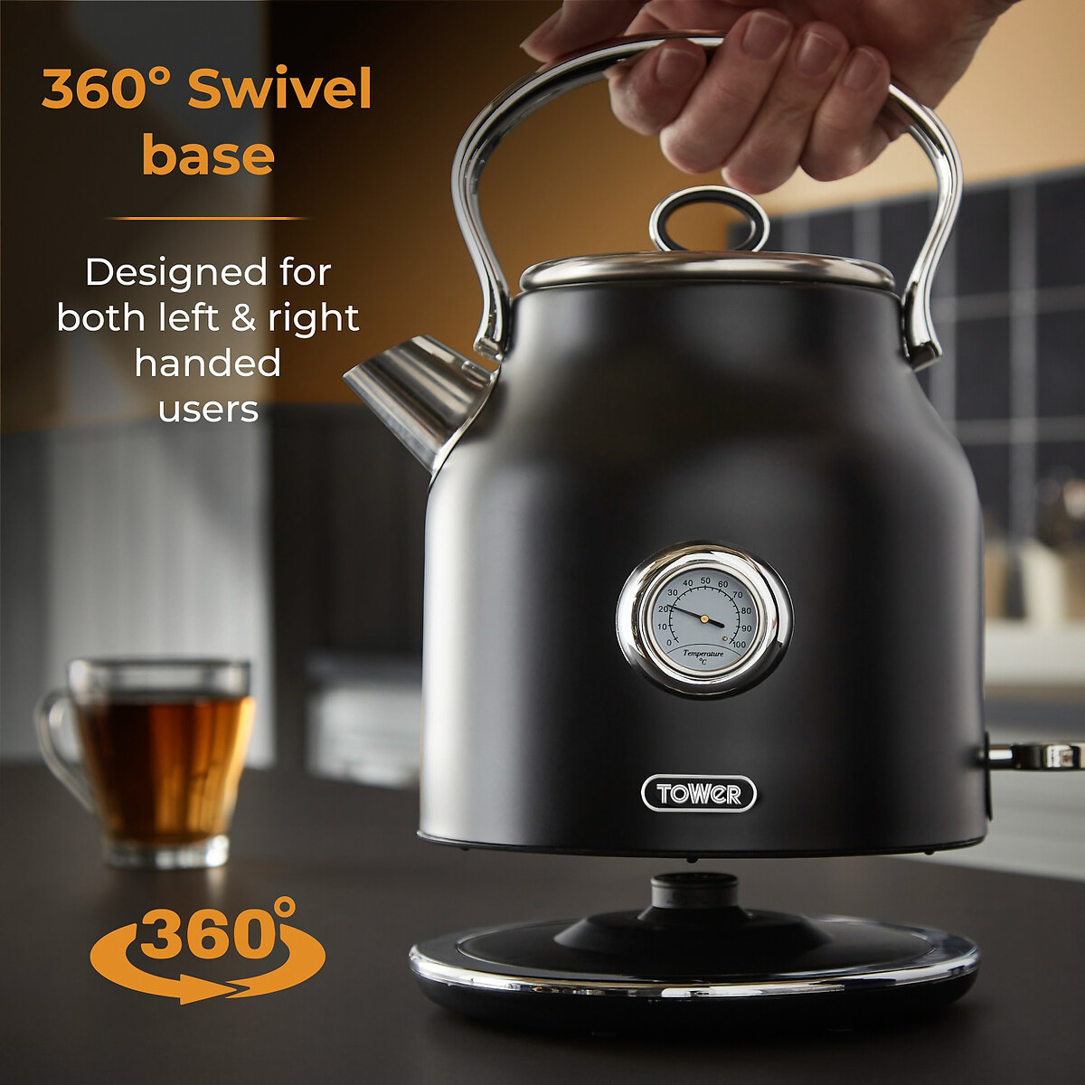 Renaissance 1.7 Litre 3KW Kettle - T10063 black, TOWER