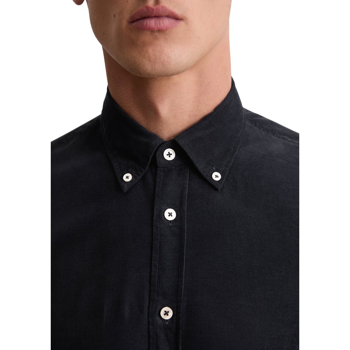 Chemise en velours côtelé shaped en pur coton bio bleu foncé, MARC O'POLO