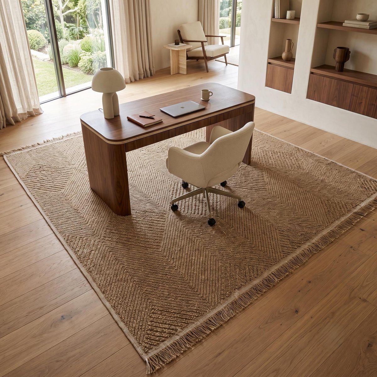 Tapis aspect jute intérieur extérieur losanges JUTA LOSANGE beige, THE DECO FACTORY