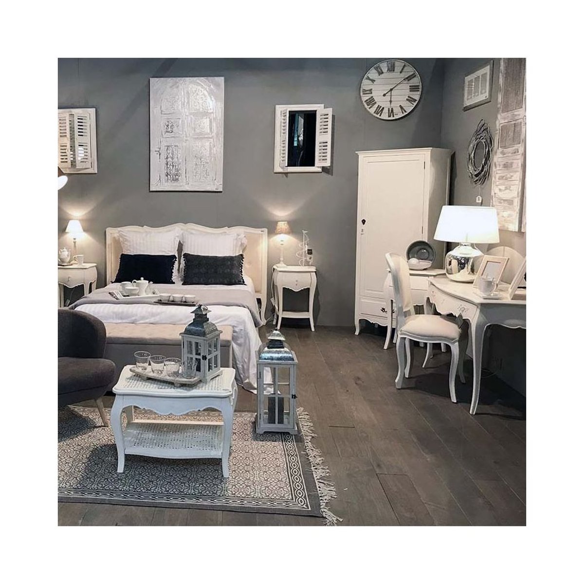 Bureau blanc en MDF et bois bayur Murano white, AMADEUS