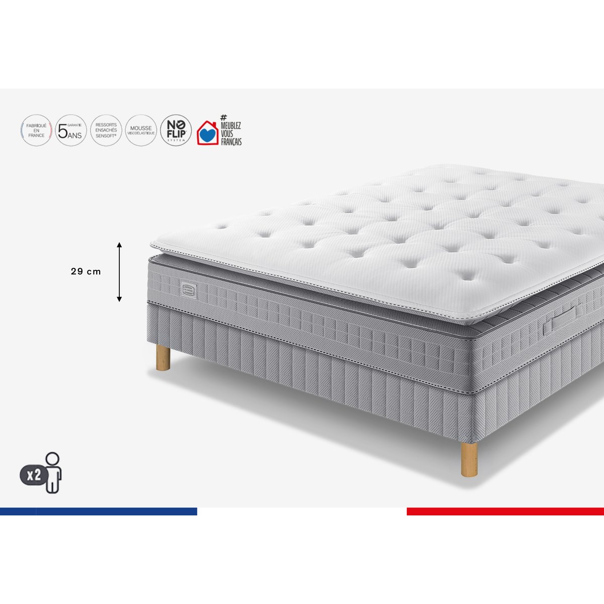 Matelas EXTENSION 140x200, Hybride, ferme, H29 blanc, SIMMONS