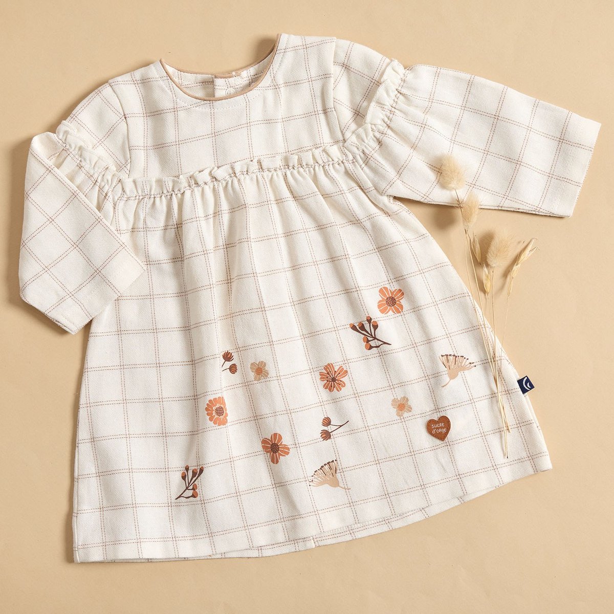 Robe collant soleina tisse teint manches longues beige, SUCRE D'ORGE