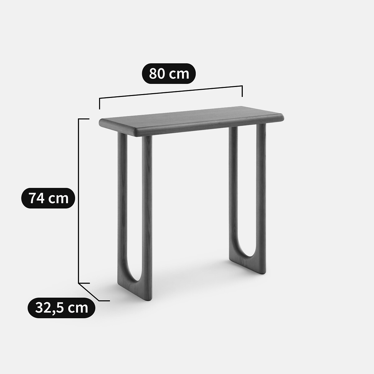 Nachtkastje, massief notenhout en fineer, massief essen, breedte 80 cm, DOUVE notenhout, LA REDOUTE INTERIEURS