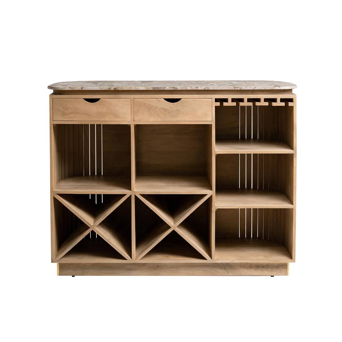 Bar en marbre et bois de manguier CYRÈNE bois clair, MADE IN MEUBLES