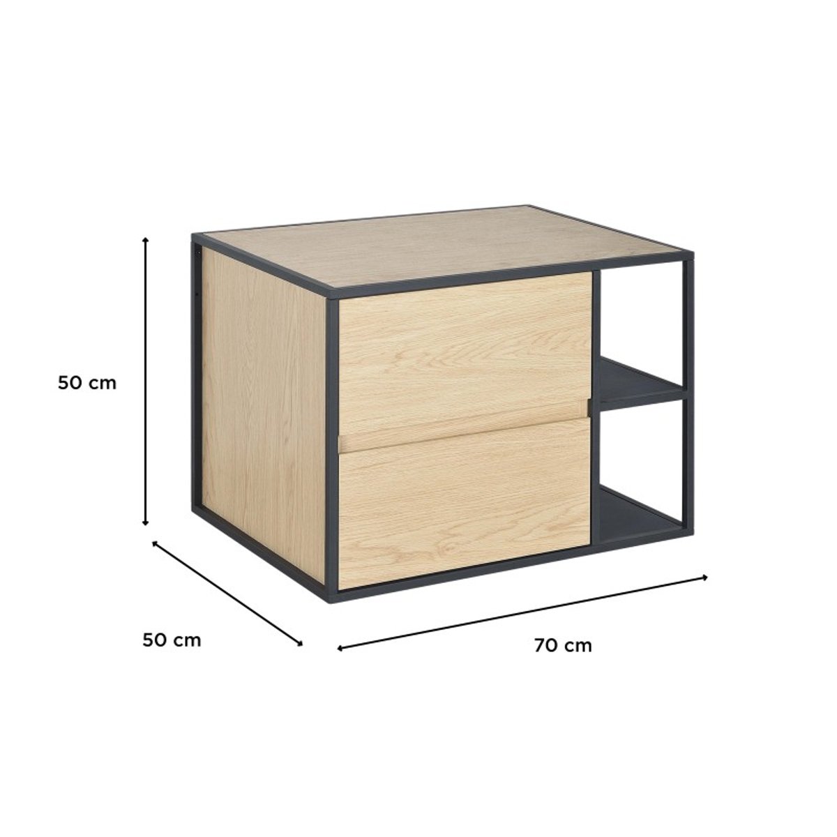 Meuble simple vasque 70 cm EDISSON décor chêne, MOB IN