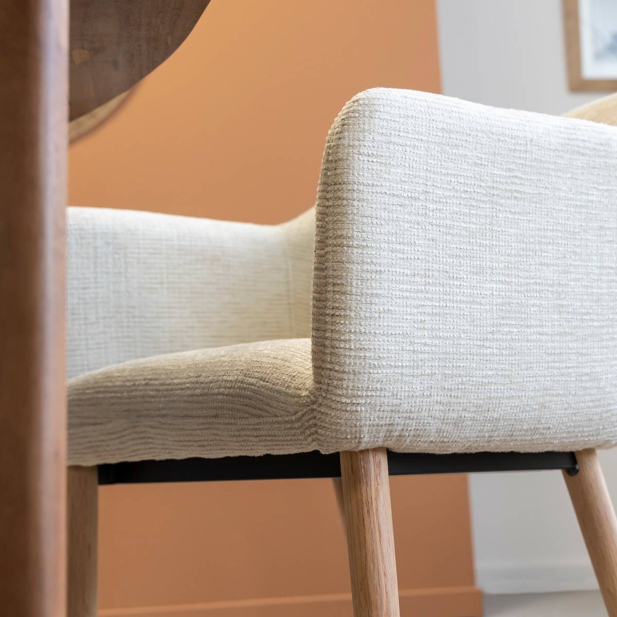 Lot de 2 chaises en tissu et bois SOLÈNE beige, MADE IN MEUBLES