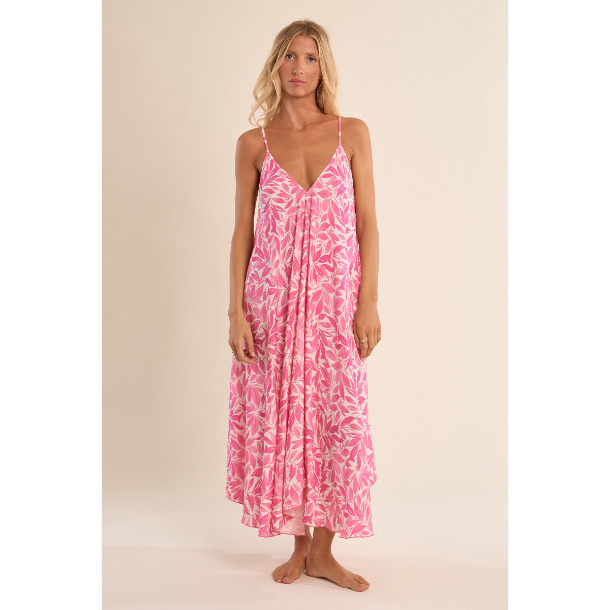 Longue robe fluide, imprimée pink magenta, MOLLY BRACKEN