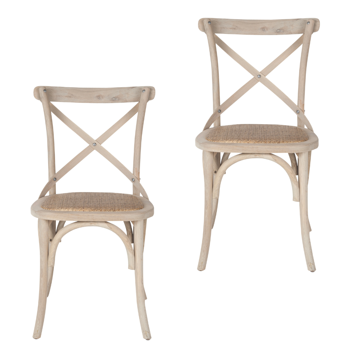Lot de 2 chaises en bois massif et cannage L61 cm - BISTROT bois clair, SIGNATURE