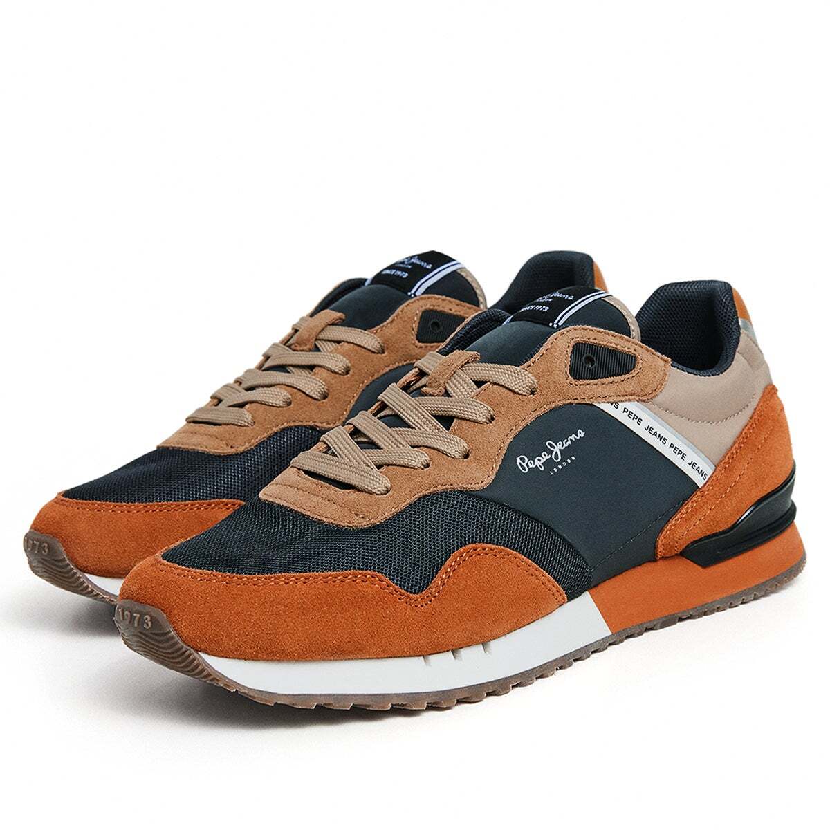 Baskets basses London Grade M orange feuille d'automne, PEPE JEANS