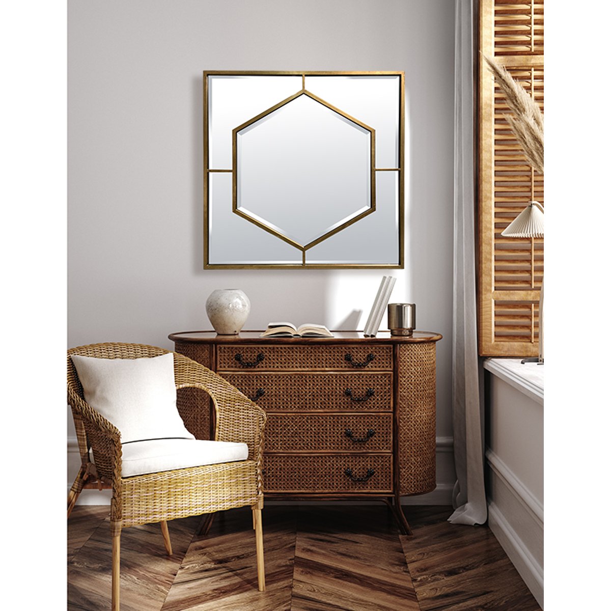 Miroir hexagone métal 80x80cm or, EMDE