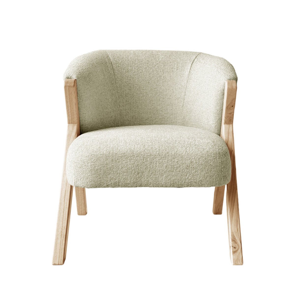 Fauteuil en tissu pieds bois clair- MALOU beige, DRAWER