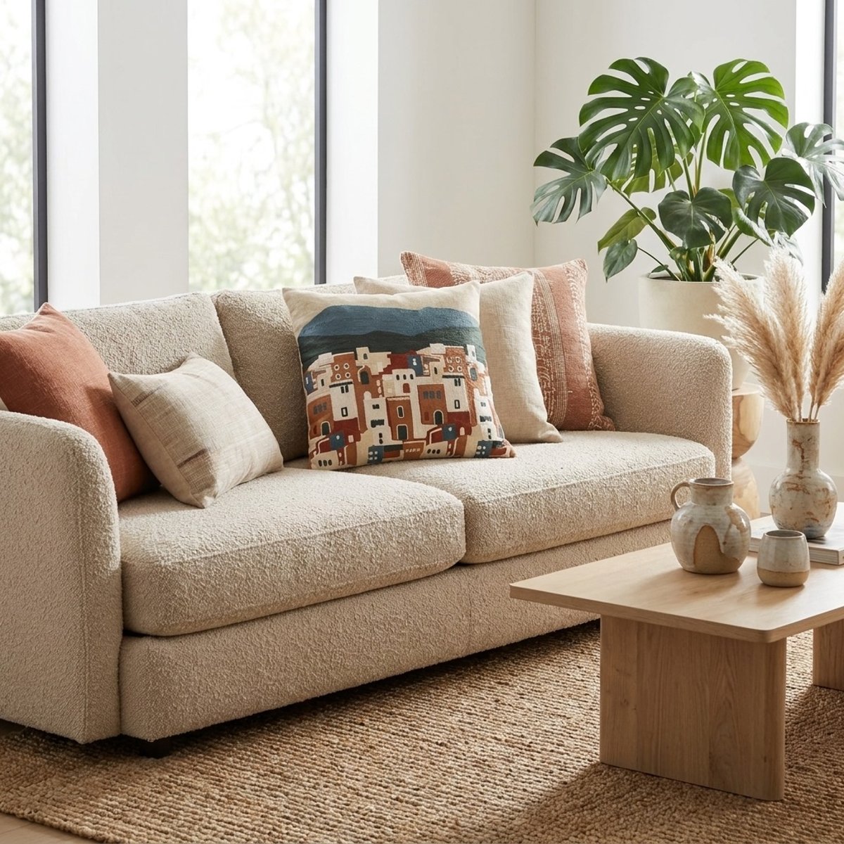 Coussin brodé Échappée Nomade multico, EDEN