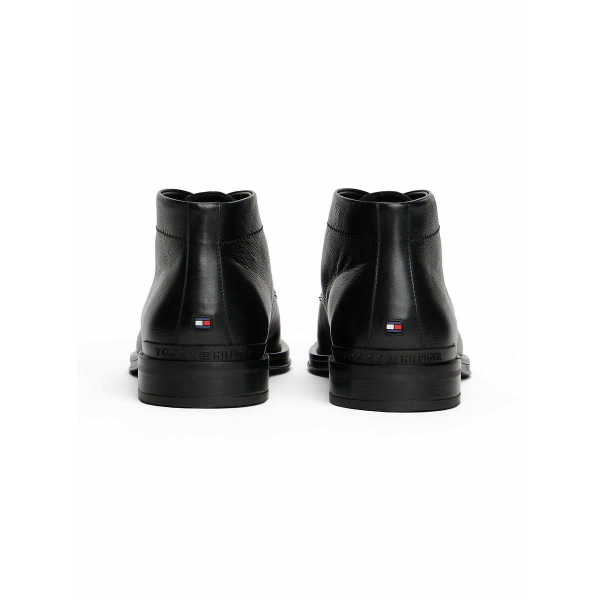 Derbies montantes en cuir noir, TOMMY HILFIGER