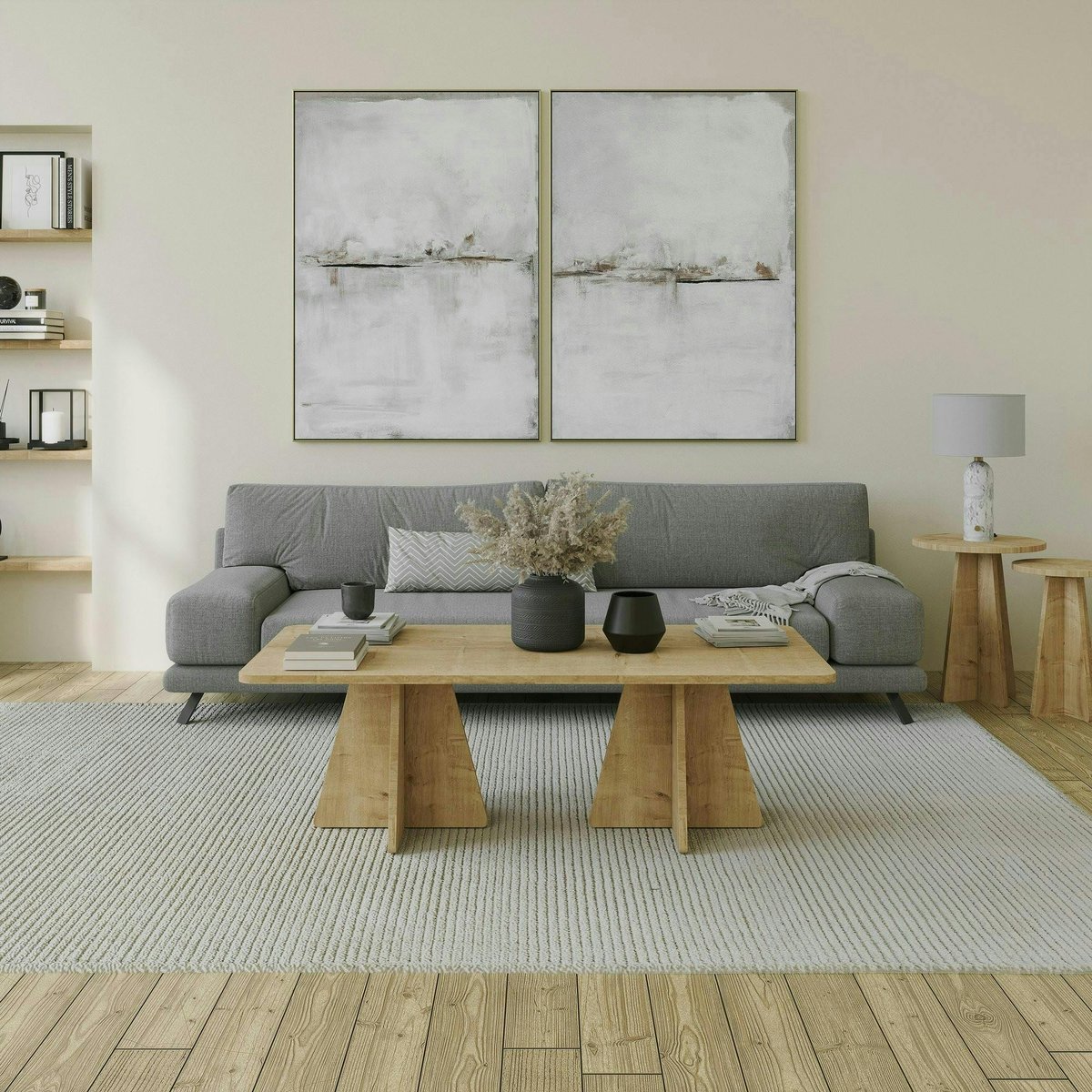Table basse pieds trapèze MARFA chêne, PIER IMPORT