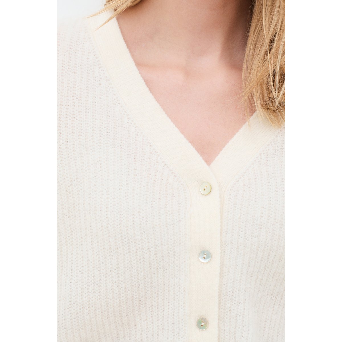 Gilet droit col v MTERRIE ecru, CAROLL