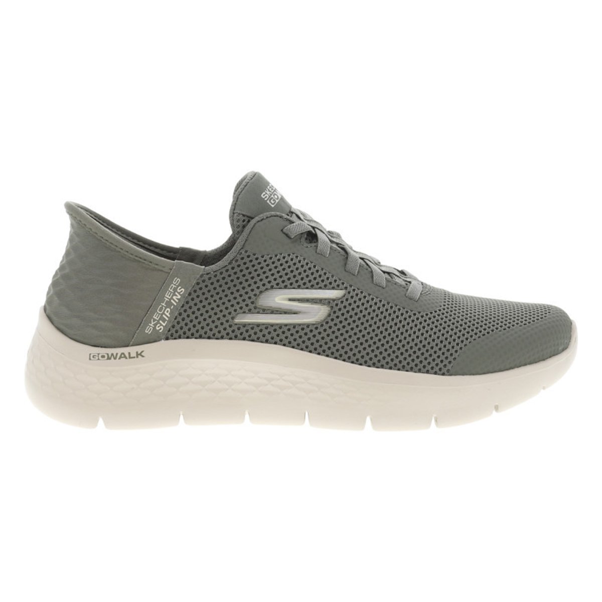 Baskets running kaki à talon plat avec une fermeture slip-ins kaki, SKECHERS
