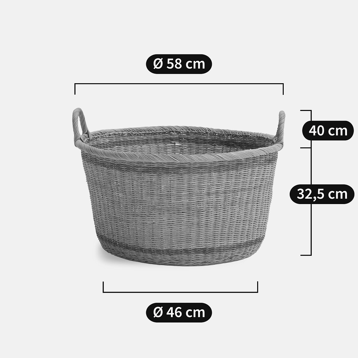 Alino Rattan Round Basket, Diameter 58cm natural/green, LA REDOUTE INTERIEURS
