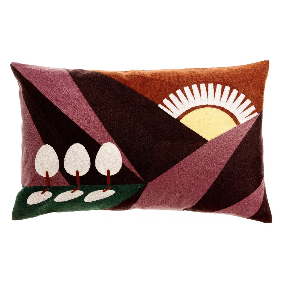 Coussin brodé Eol bordeaux, VIVARAISE