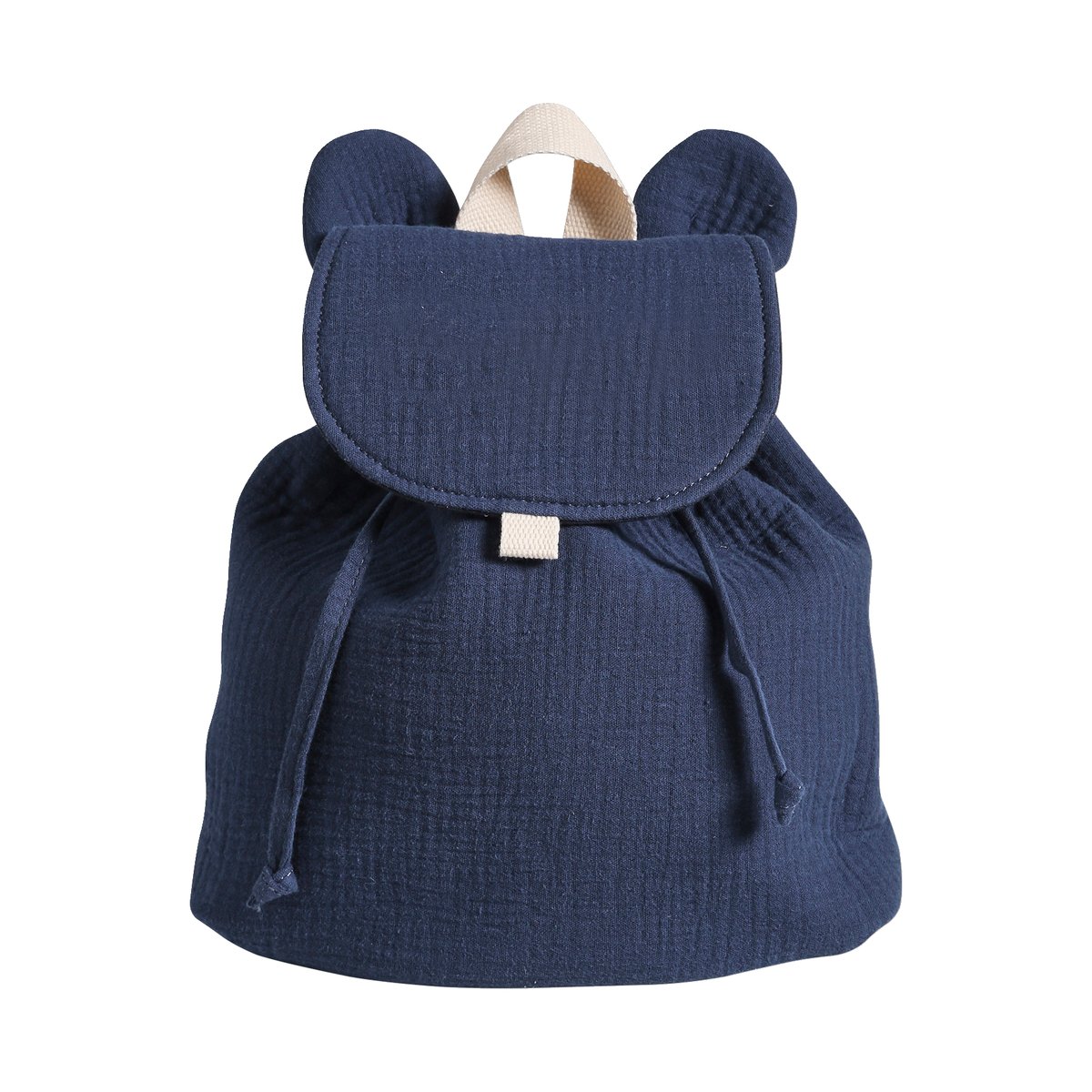 Sac à dos maternelle en gaze de coton animation oreilles bleu nuit, VERTBAUDET