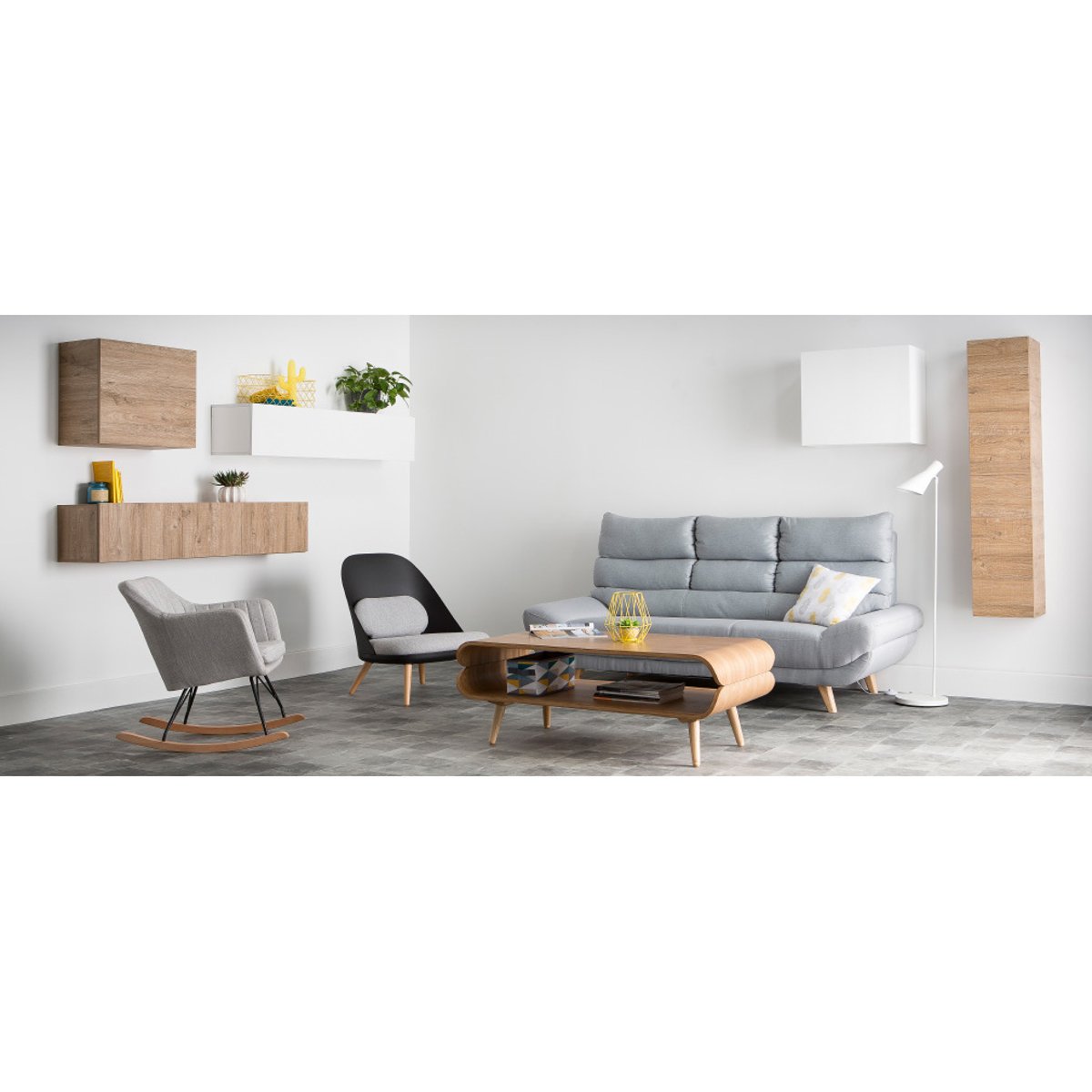 Table basse scandinave rectangulaire en bois L118 cm TAKLA frêne, MILIBOO