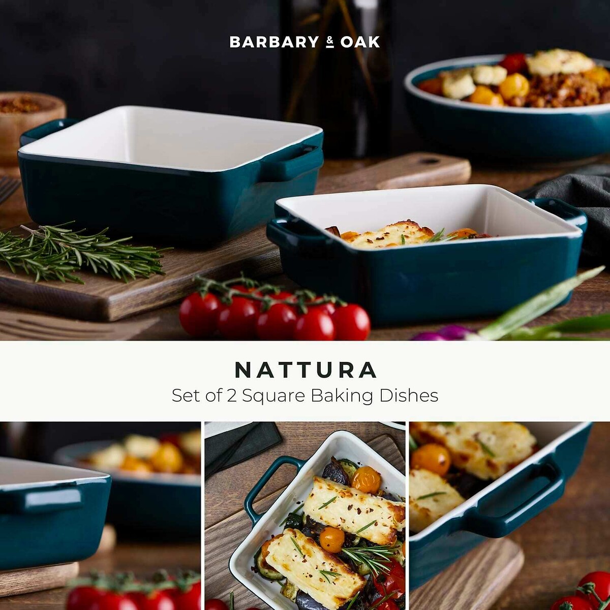 20cm Nattura Square Baking Dish teal, BARBARY & OAK