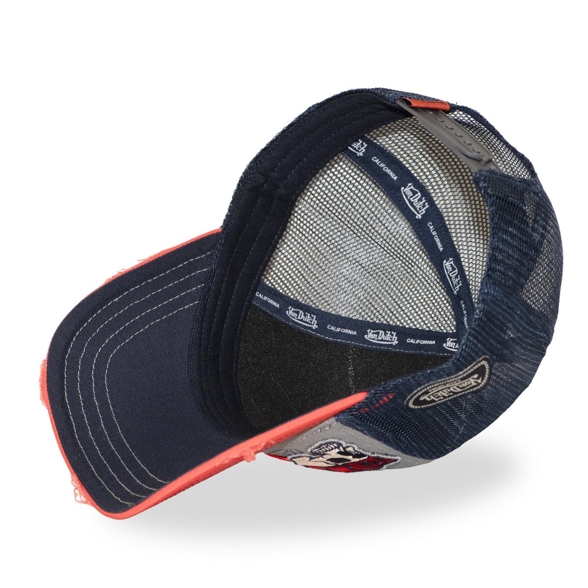 Casquette Trucker Patches orange vif/gris foncé/noir, VON DUTCH