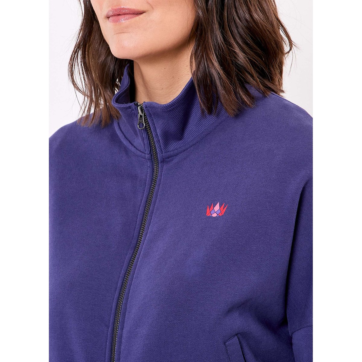 Sweat zippé coton bio TRESOR bleu dark blue, PRINCESSE NOMADE