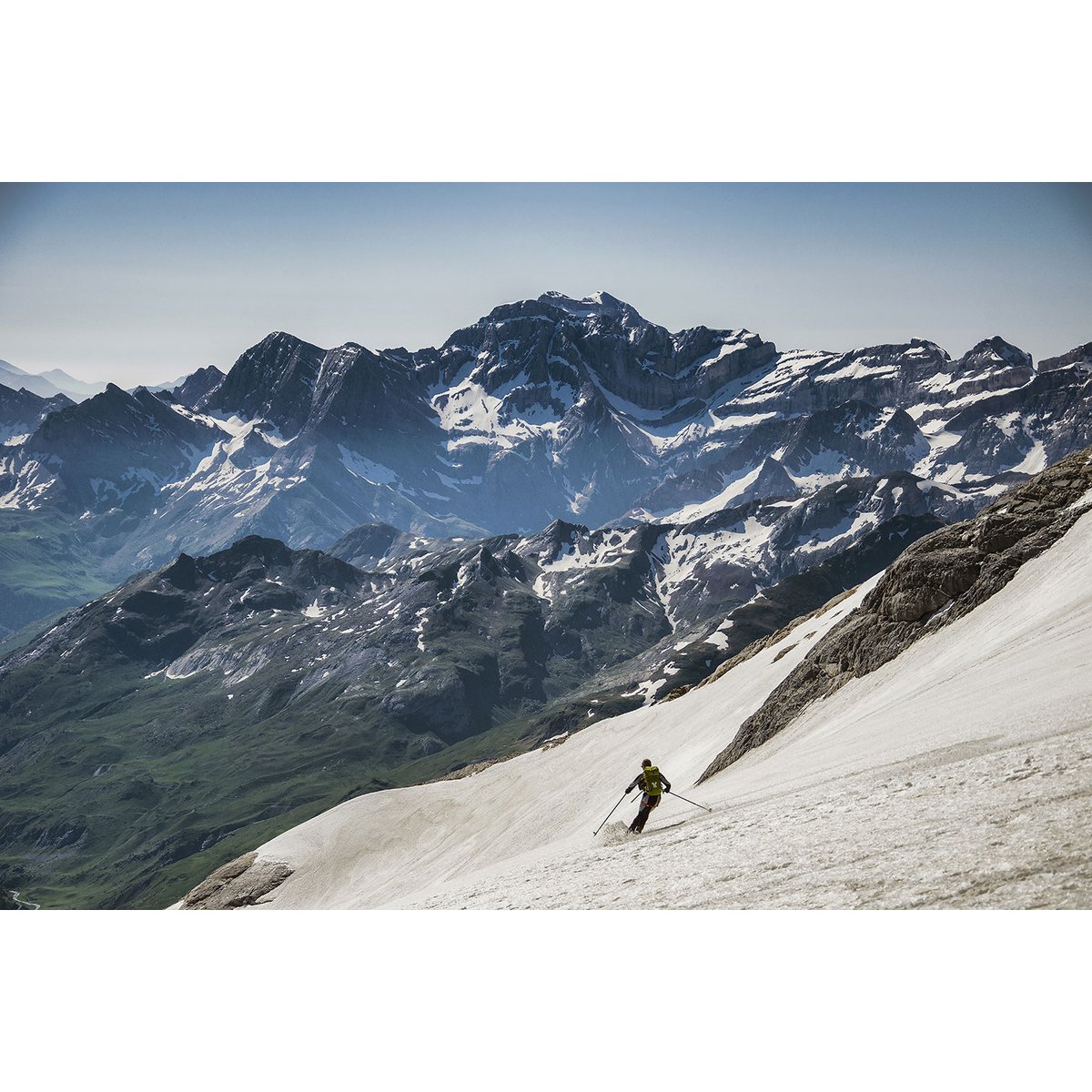 Tableau montagne skieur tableau alu dibond, HEXOA