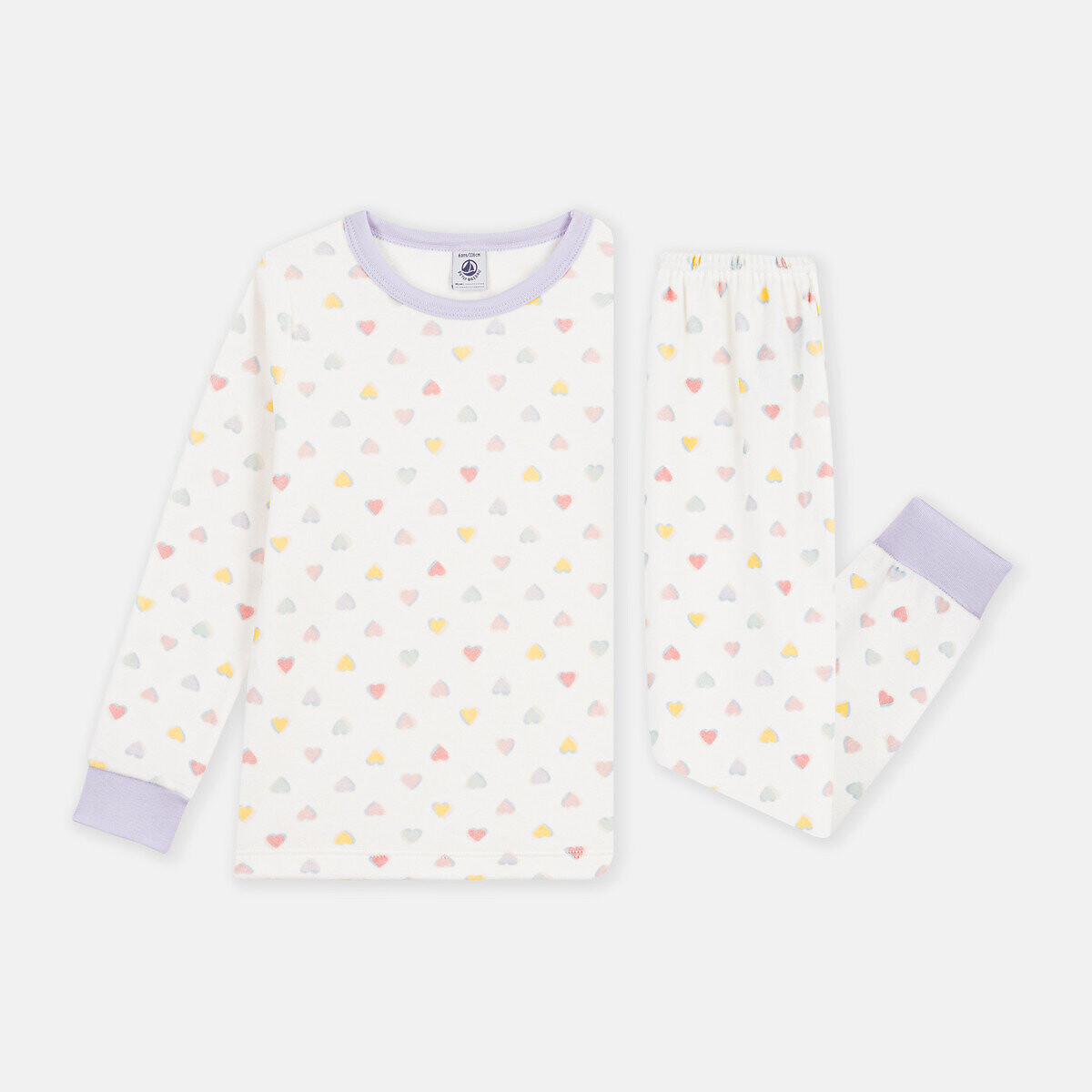 Pyjama en velours, imprimé coeurs imprimé coeur, PETIT BATEAU