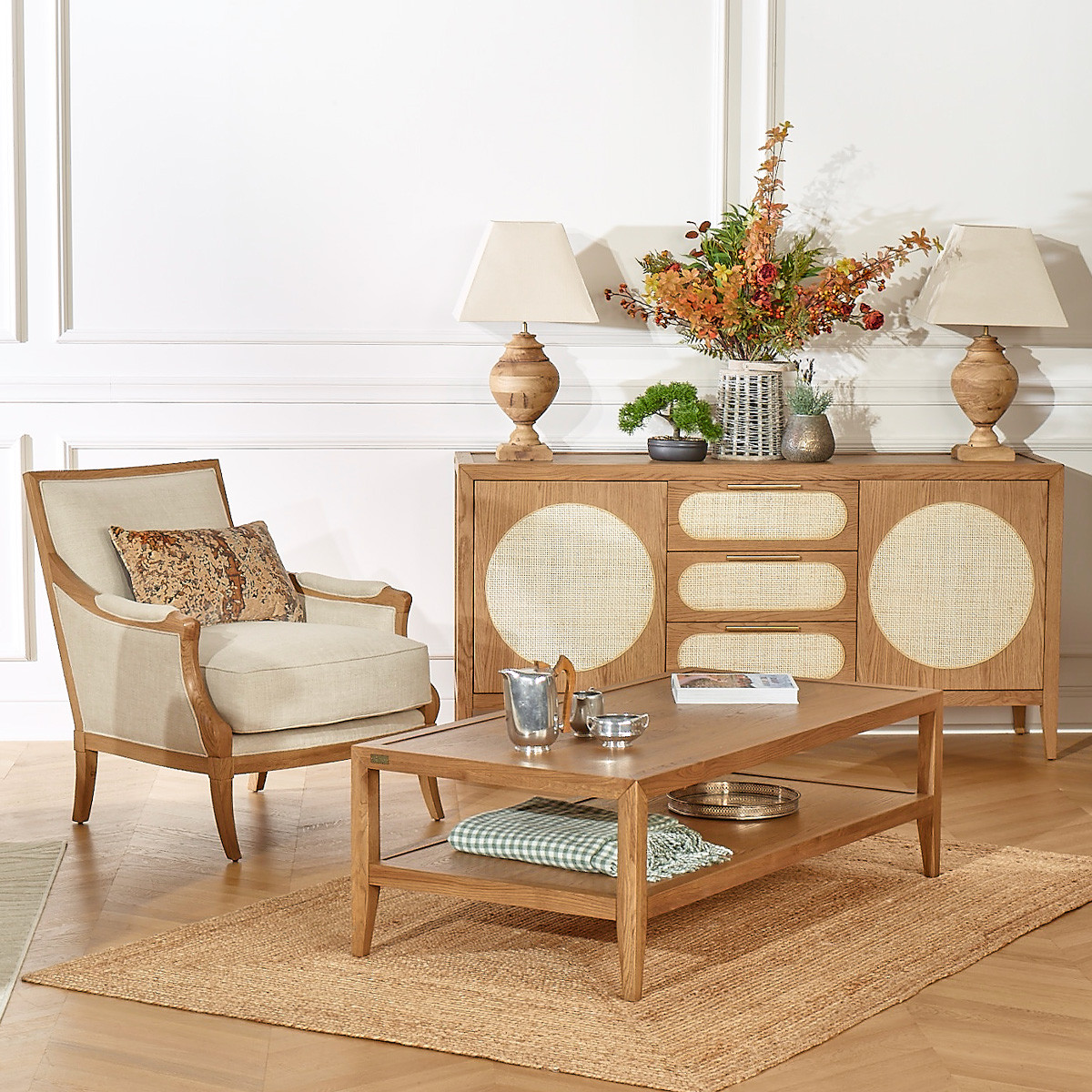 Fauteuil en chêne et tissu lin MONTANA lin, ROBIN DES BOIS