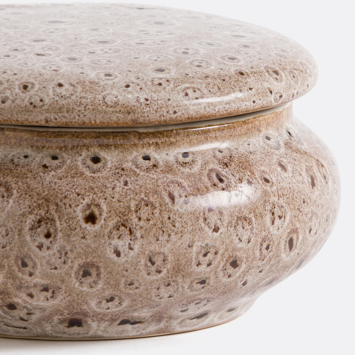 Boîte ronde en céramique Ø13 cm, Rima taupe, LA REDOUTE INTERIEURS