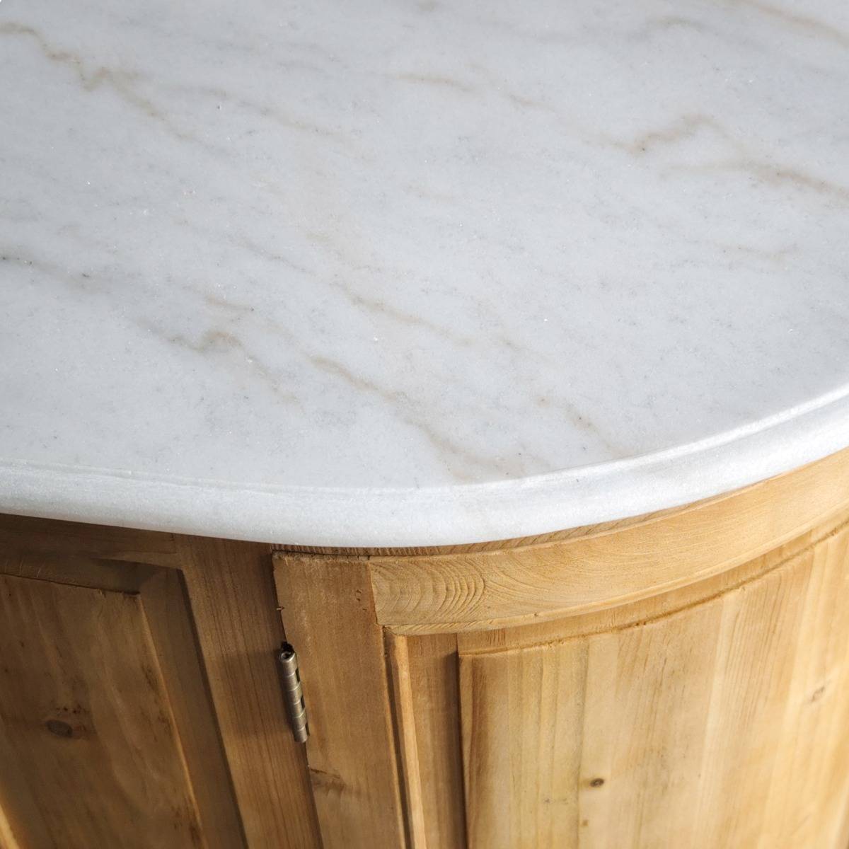 Meuble sous vasque bois recyclé et marbre GARANCE bois clair, MADE IN MEUBLES