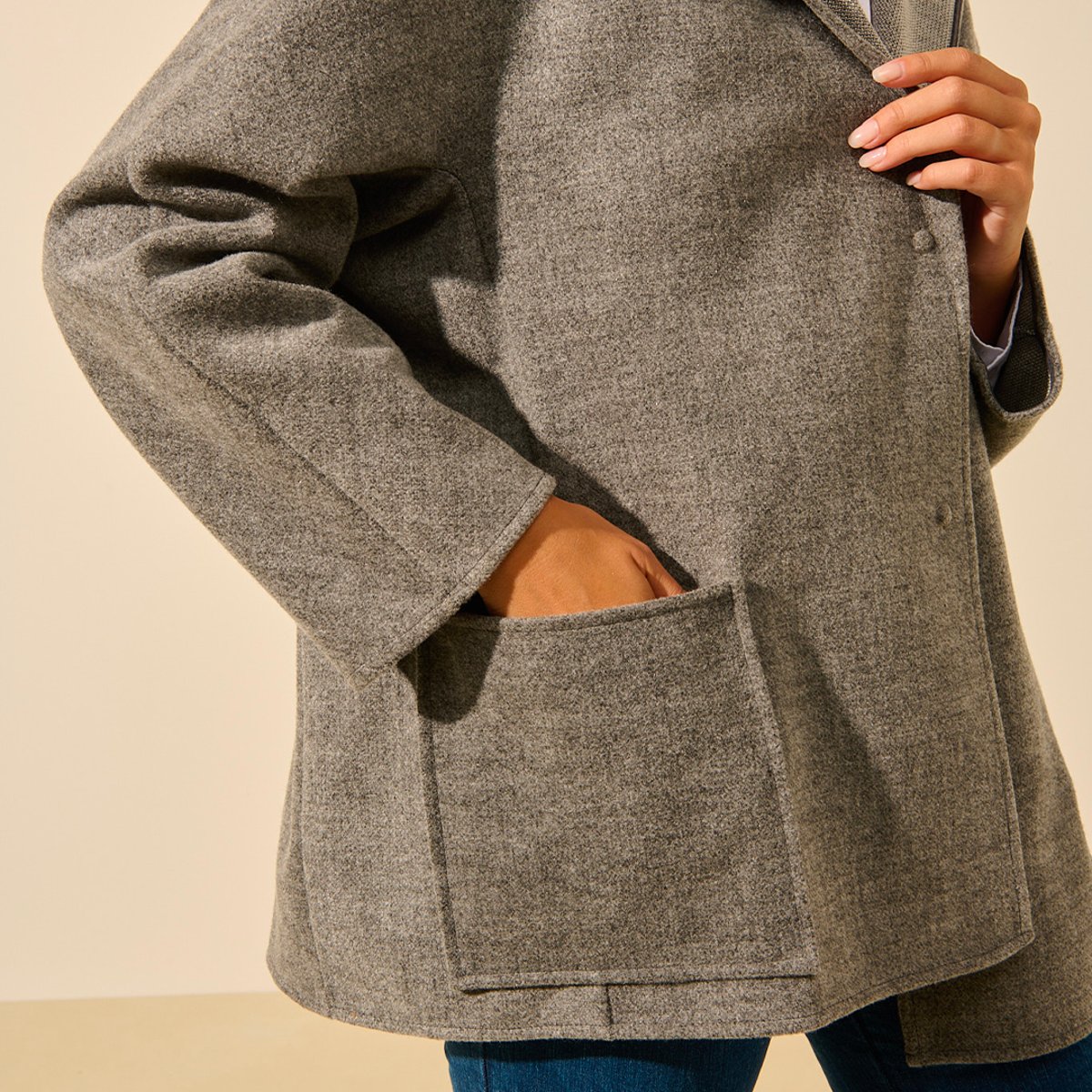 Veste capuche oversize MARCO gris chiné, BENOA