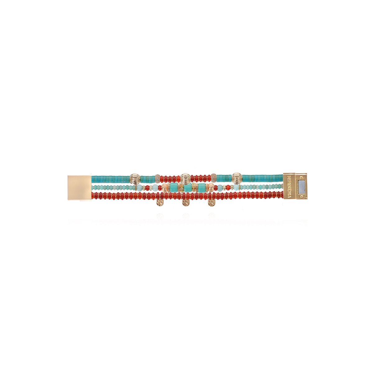 Bracelet manchette multiliens perles JERBA turquoise, HIPANEMA