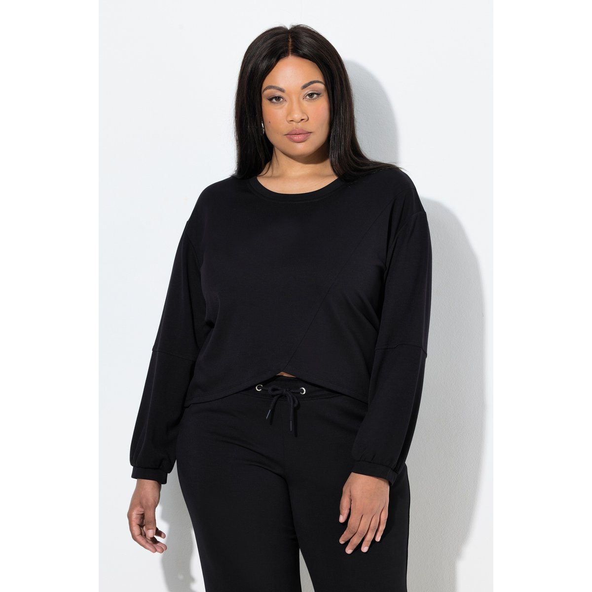 Sweat-shirt col rond et manches longues noir, ULLA POPKEN