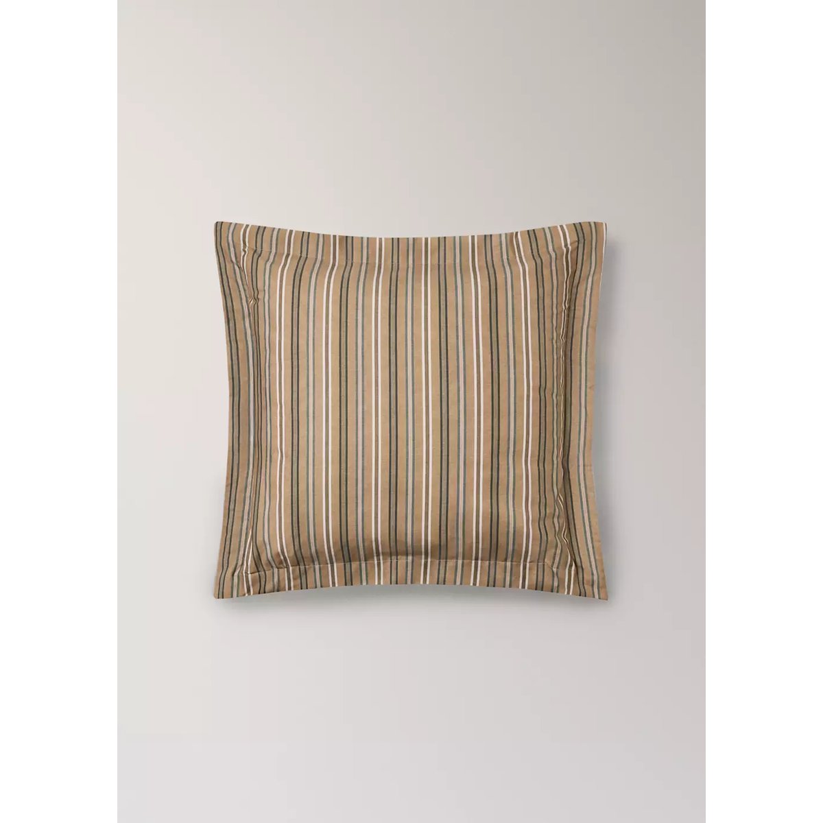 Lot de 2 taies d'oreiller en percale de coton à rayures multicolores, 60 x 60 cm tabac, MANGO HOME