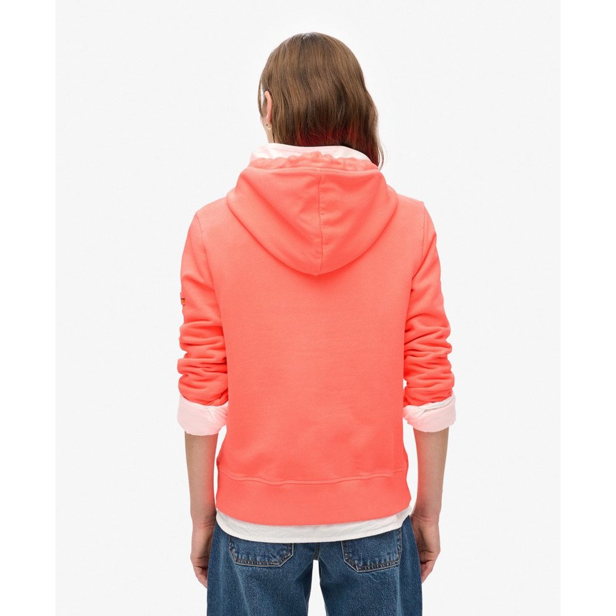 Sweat à capuche à logo ton sur ton Cooper corail pastelline, SUPERDRY