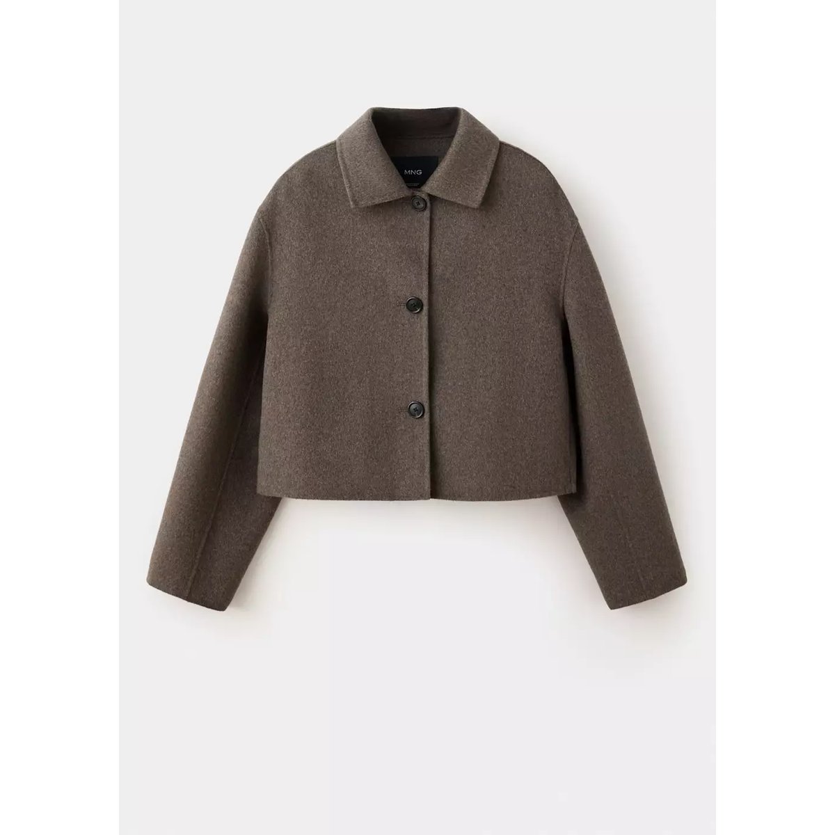 Veste laine revers marron moyen, MANGO