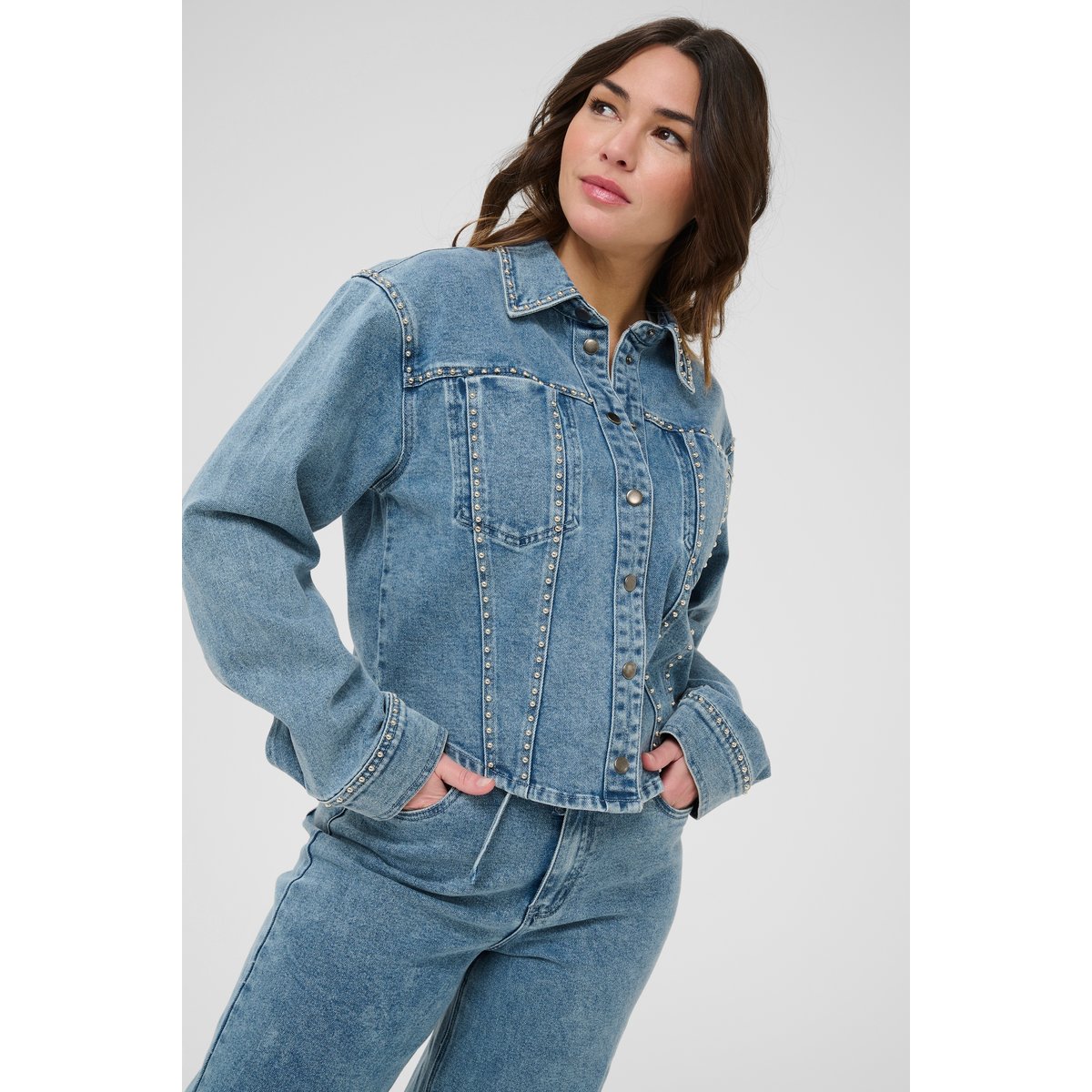 Denim shirt bleu washed blue denim, KAFFE