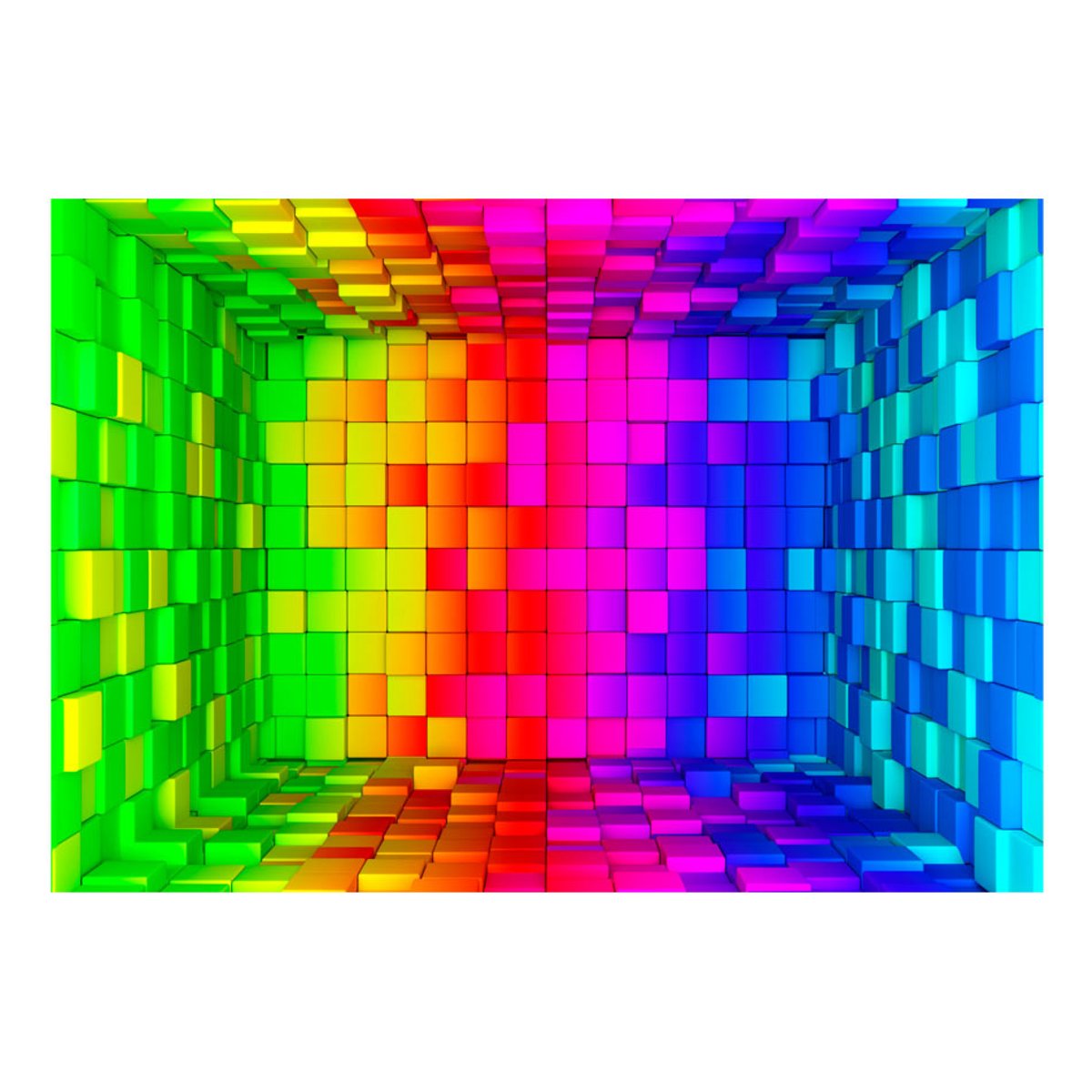 Papier peint intissé panoramique 3D et Perspective Rainbow Cube multicouleur, EDEN